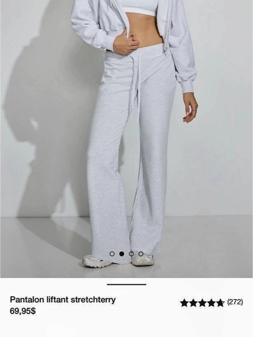 Garage StretchTerry Foldover Pants Gray Wide-Leg Track Pants and hoodie